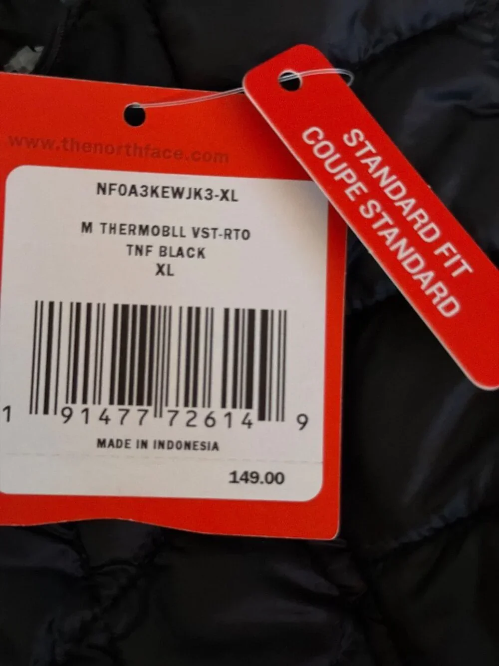 The North Face Mens Thermoball Vest TNF Black XL Standard Fit Lightweight Insula